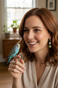 Upcycled Powder Blue & Sage Crystal Dangle Earrings – Handmade Vintage Salvage Drop Jewelry