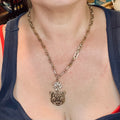 Gold-Tone Jaguar Head Pendant Necklace with Faux Pearl Accent
