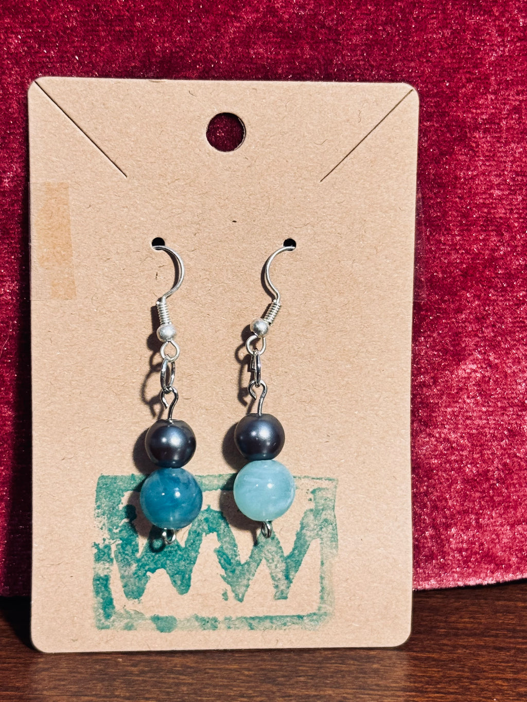 Handcrafted Pearl, Agate, & Aquamarine Quartz Statement Drop Dangle Earrings – Upcycled Eco-Friendly Jewelry