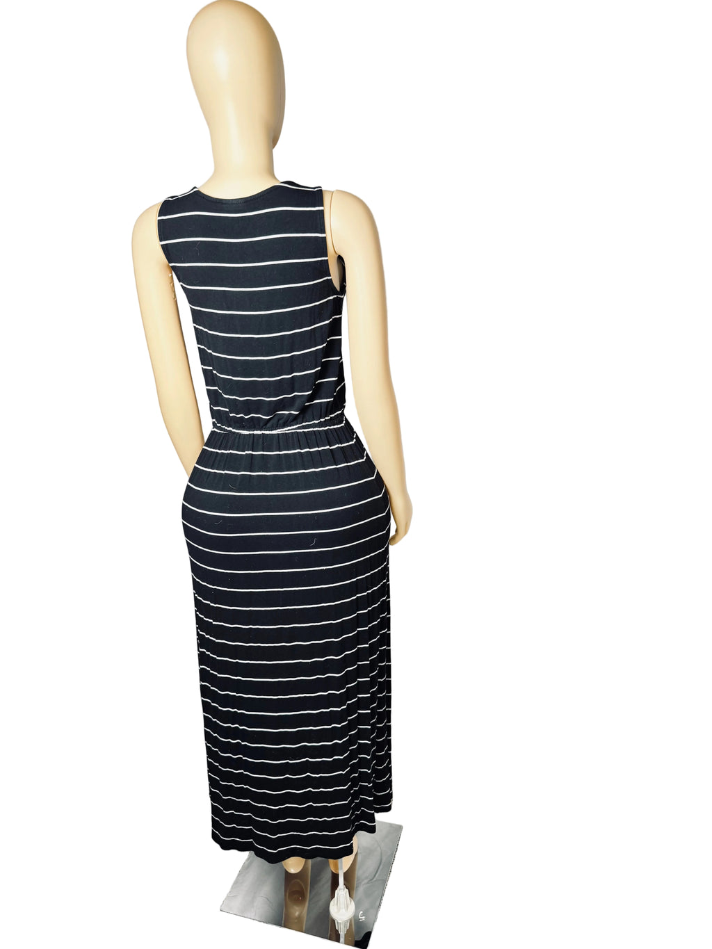 90s Vintange Merona Black & White Striped Maxi Dress Women’s Small