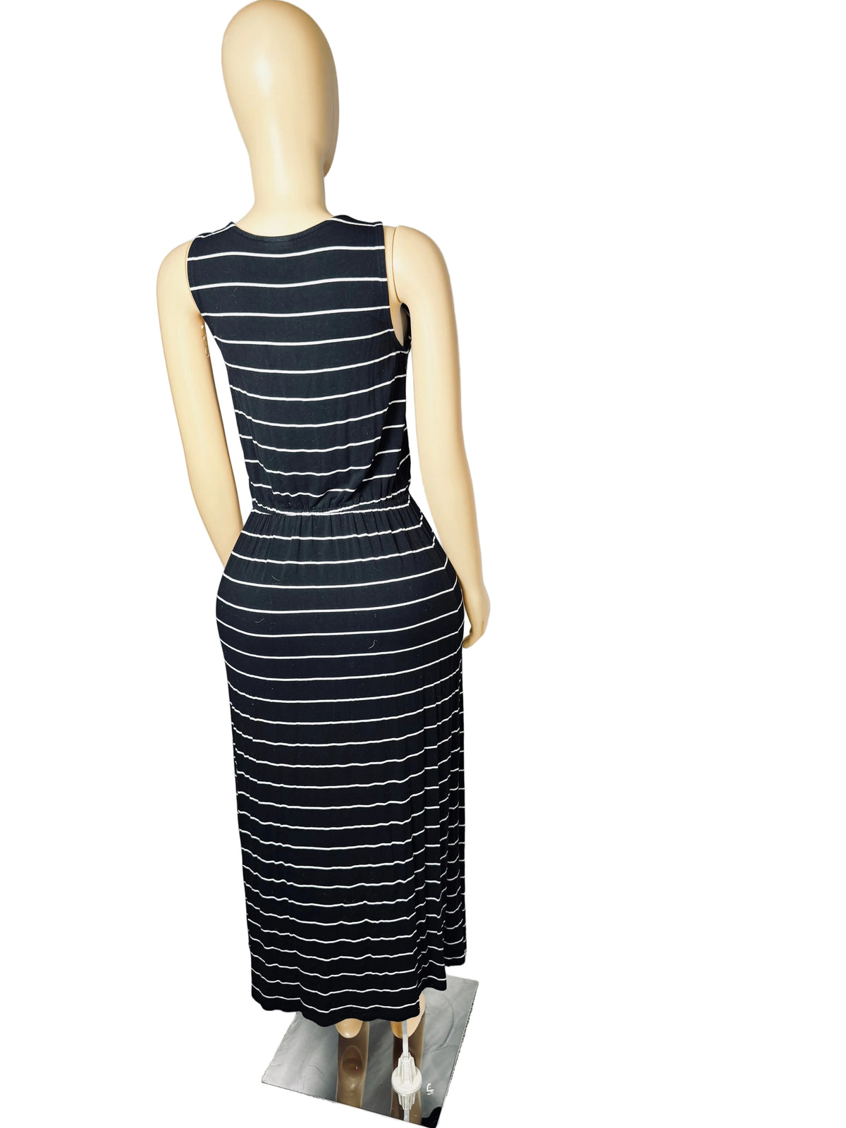90s Vintange Merona Black & White Striped Maxi Dress Women’s Small