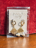 CANVAS Style Gold Seashell Pearl Drop Earrings NIP Coastal Baroque New