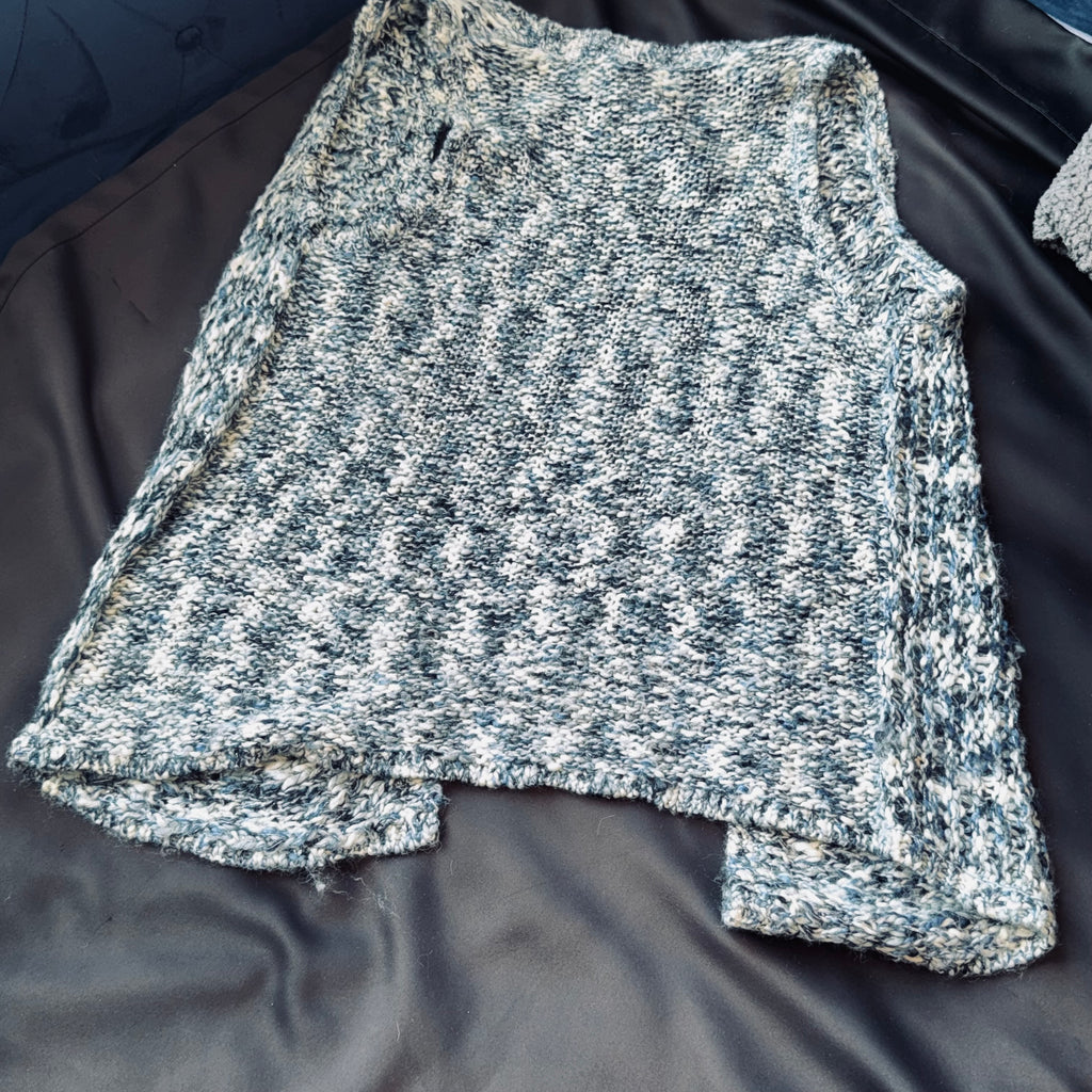 Chico's Marled Navy, White & Blue Chunky Knit Sleeveless Vest