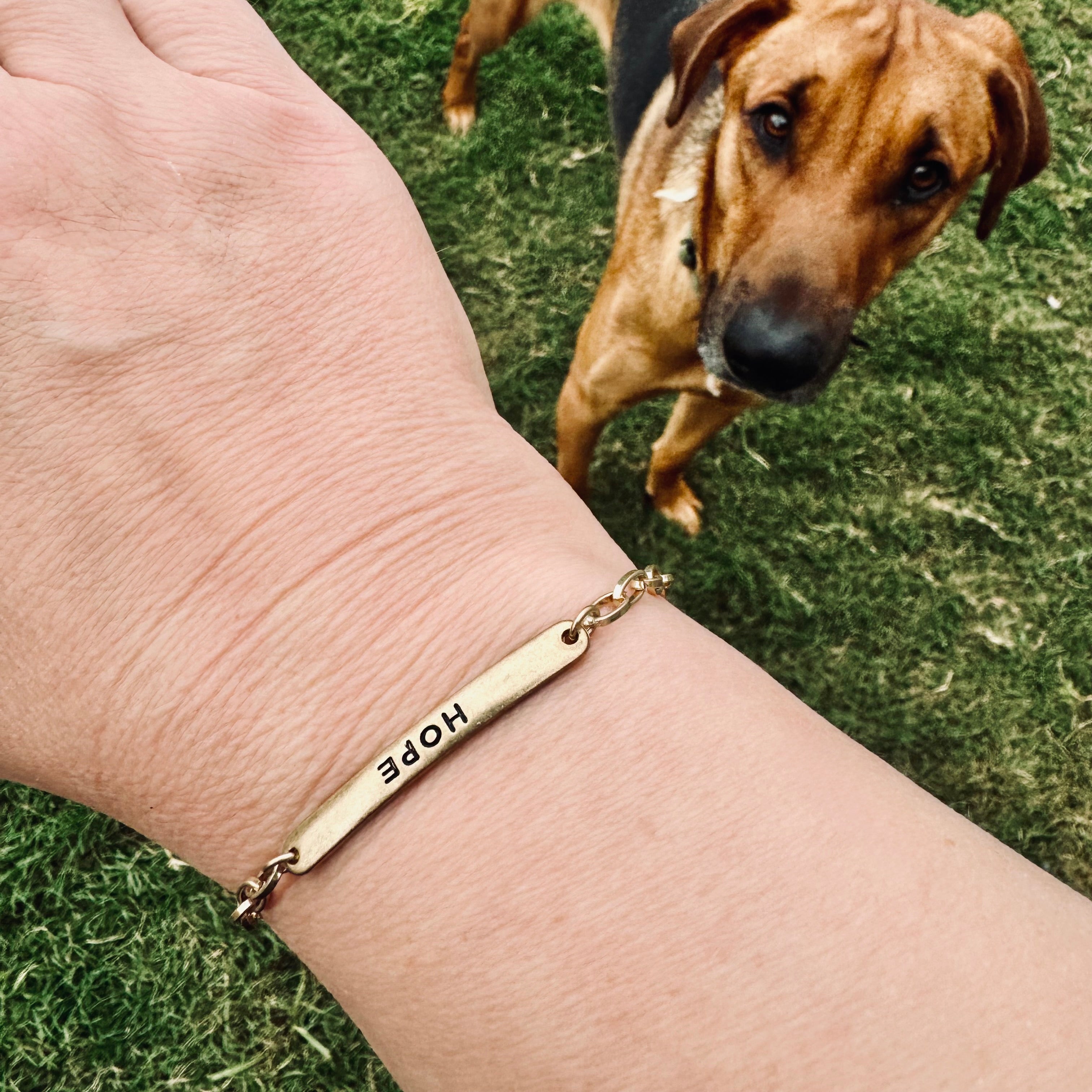 Canvas Style "HOPE" Engraved Adjustable Drawstring ID Bracelet