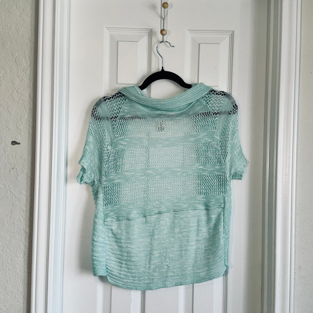 No Boundaries Mint Open-Front Short Sleeve Shrug