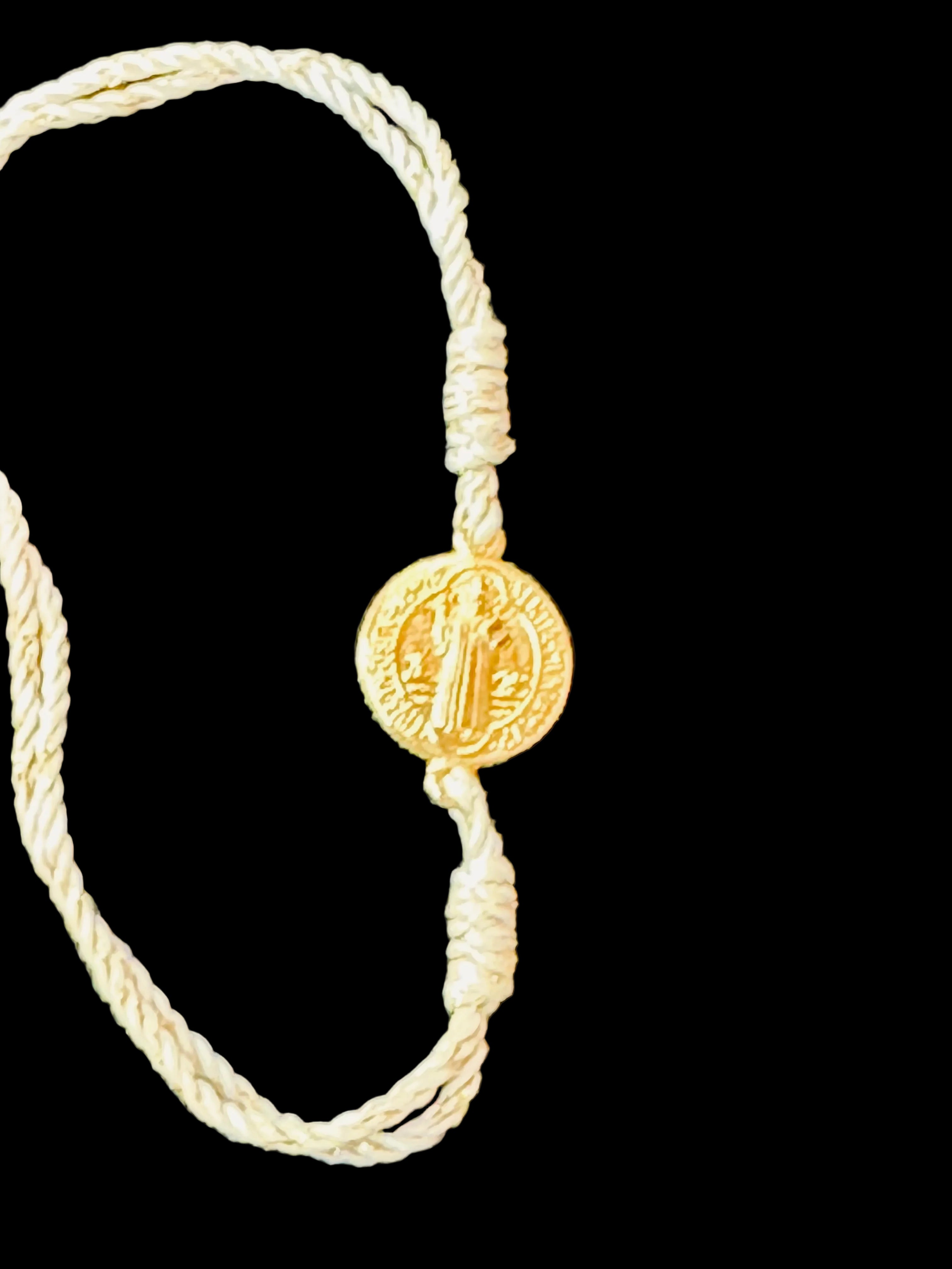 Old-World St. Benedict Medal Woven Cord Protection Bracelet