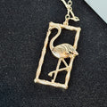 Canvas Style Gold Tone Flamingo Bamboo Frame Pendant Necklace: Tropical Chic