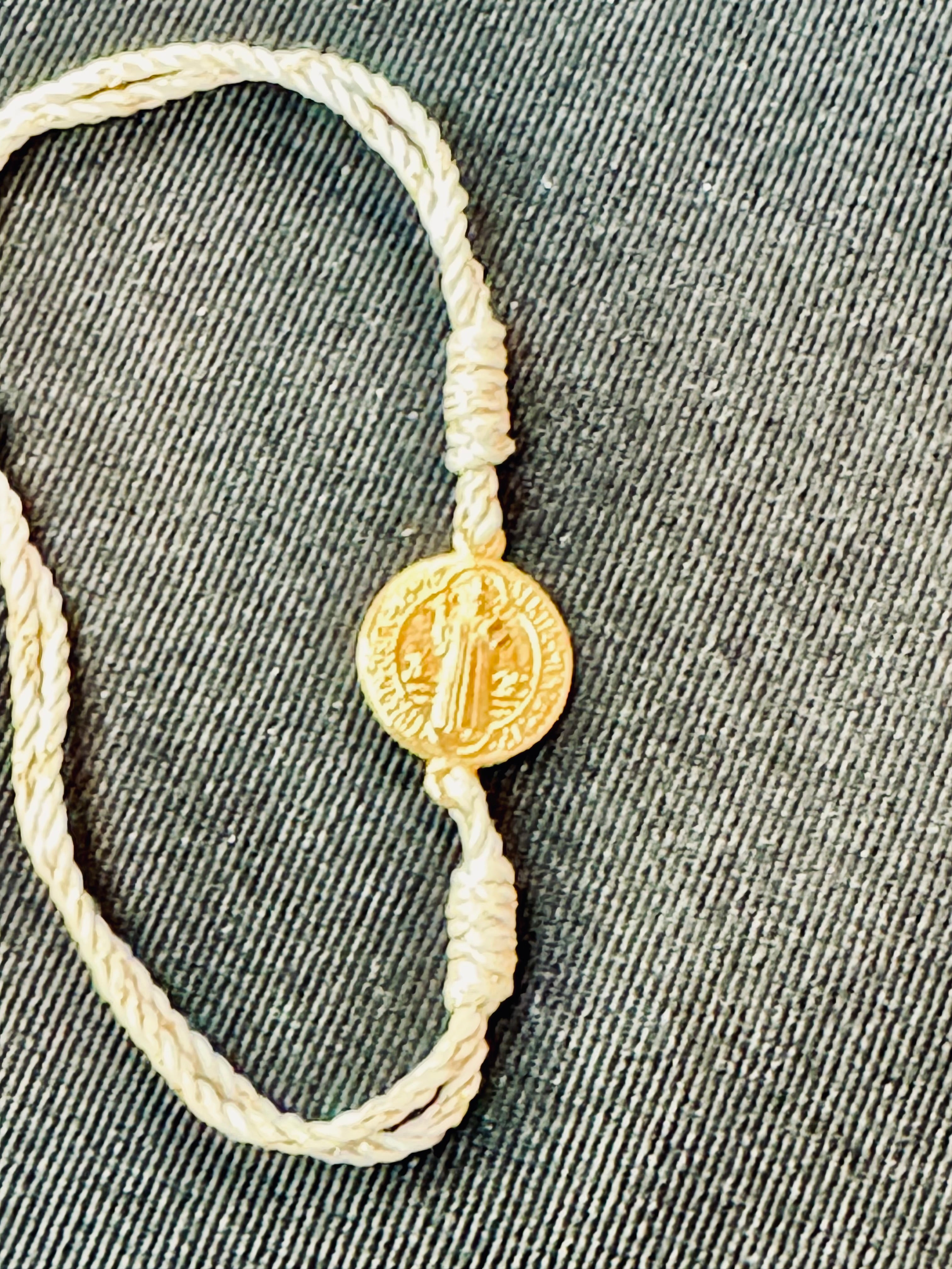 Old-World St. Benedict Medal Woven Cord Protection Bracelet