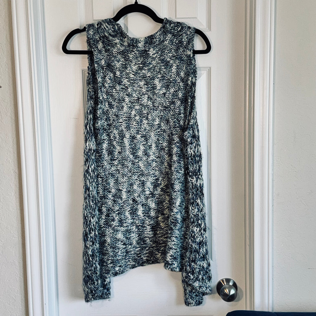 Chico's Marled Navy, White & Blue Chunky Knit Sleeveless Vest