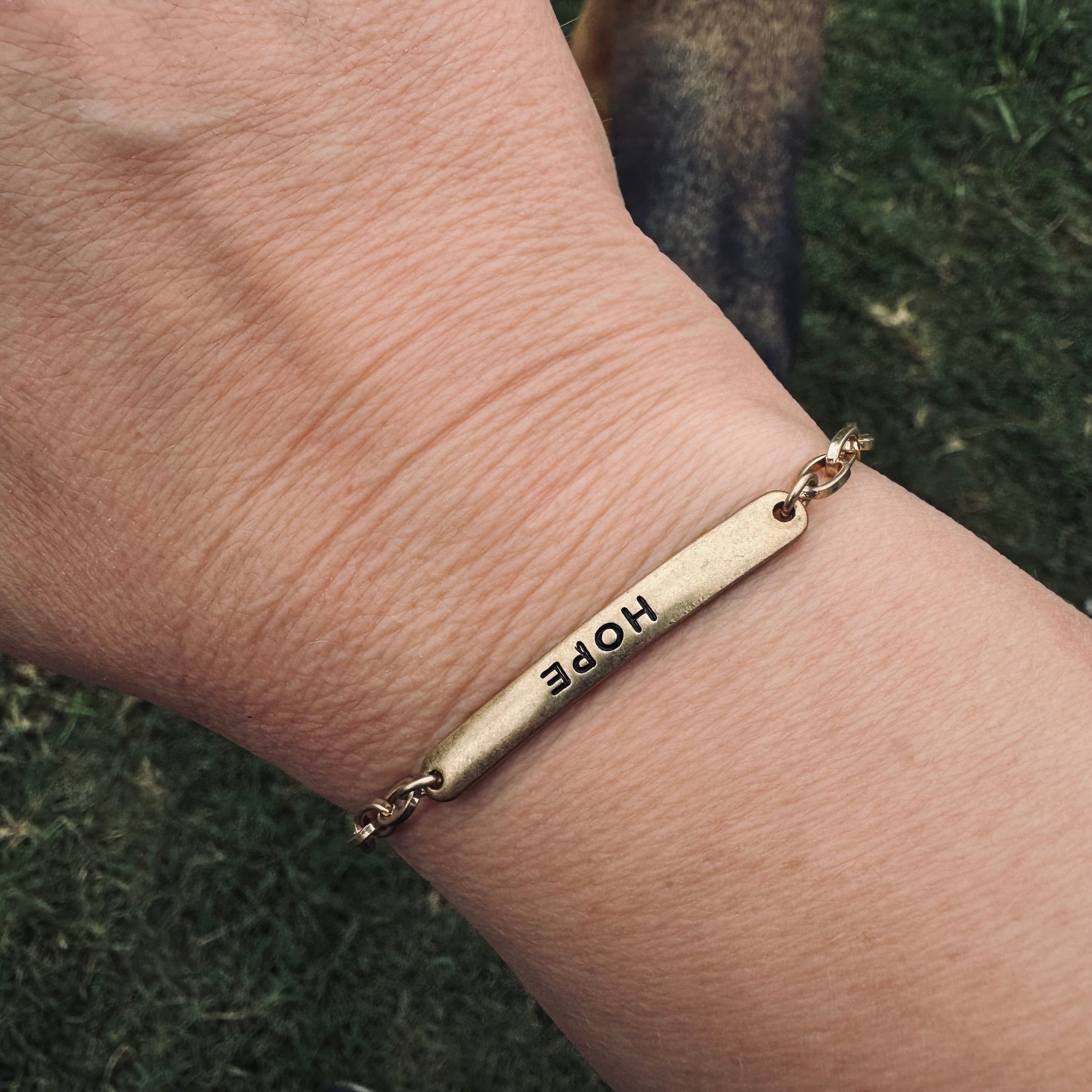 Canvas Style "HOPE" Engraved Adjustable Drawstring ID Bracelet