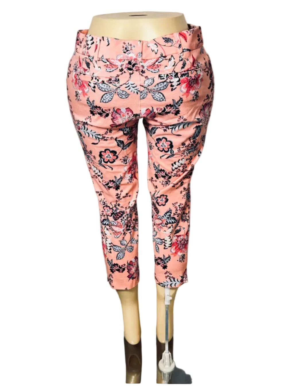New York & Company Stretch Women's Capri Leggings Size 10 Pink Floral Print Pre Owned
