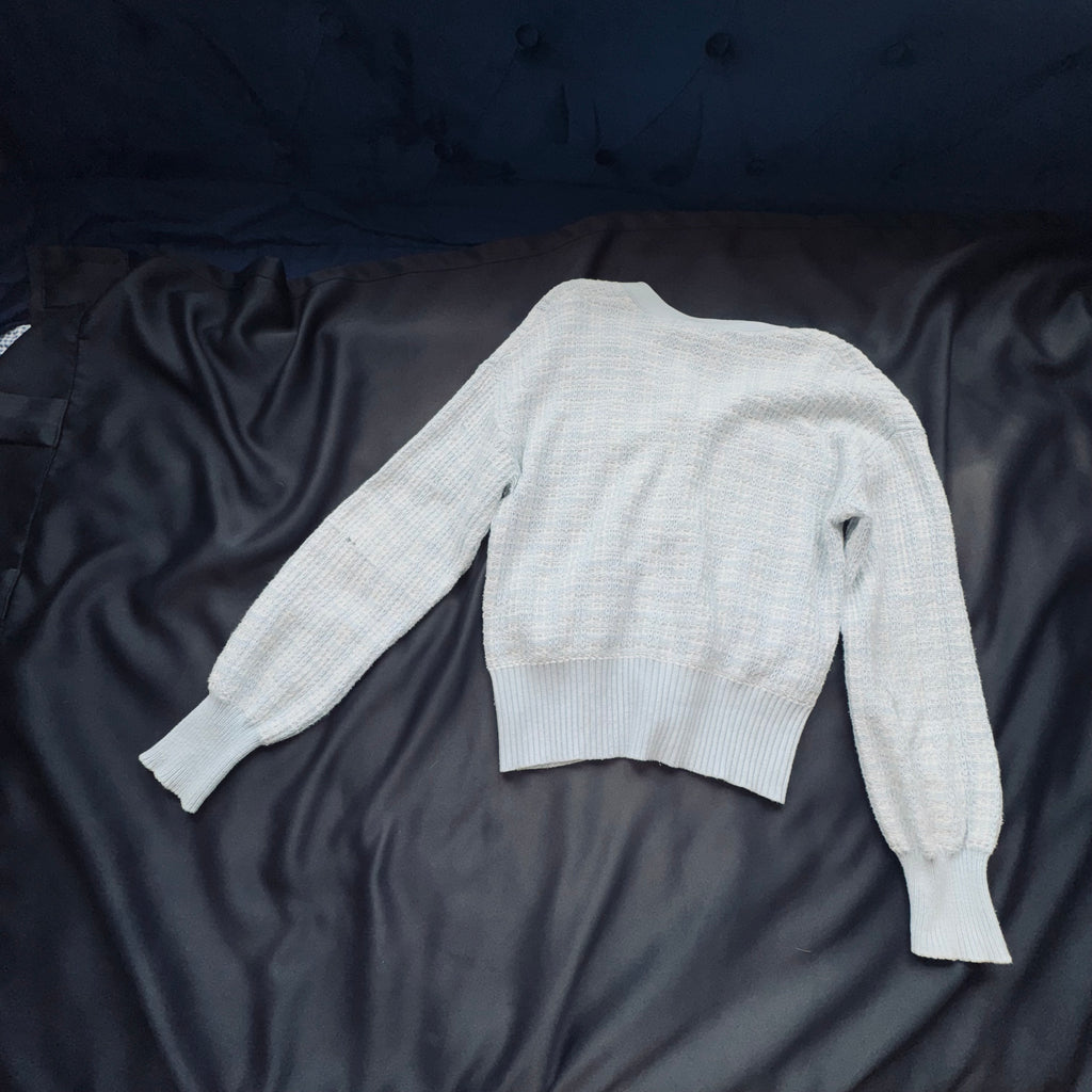 Pastel Blue Button-Front Women's Knit Cardigan