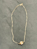 Canvas Style Gold-Tone Ribbed Melon Bead Pendant Necklace – Delicate Paperclip Link Chain with Extender