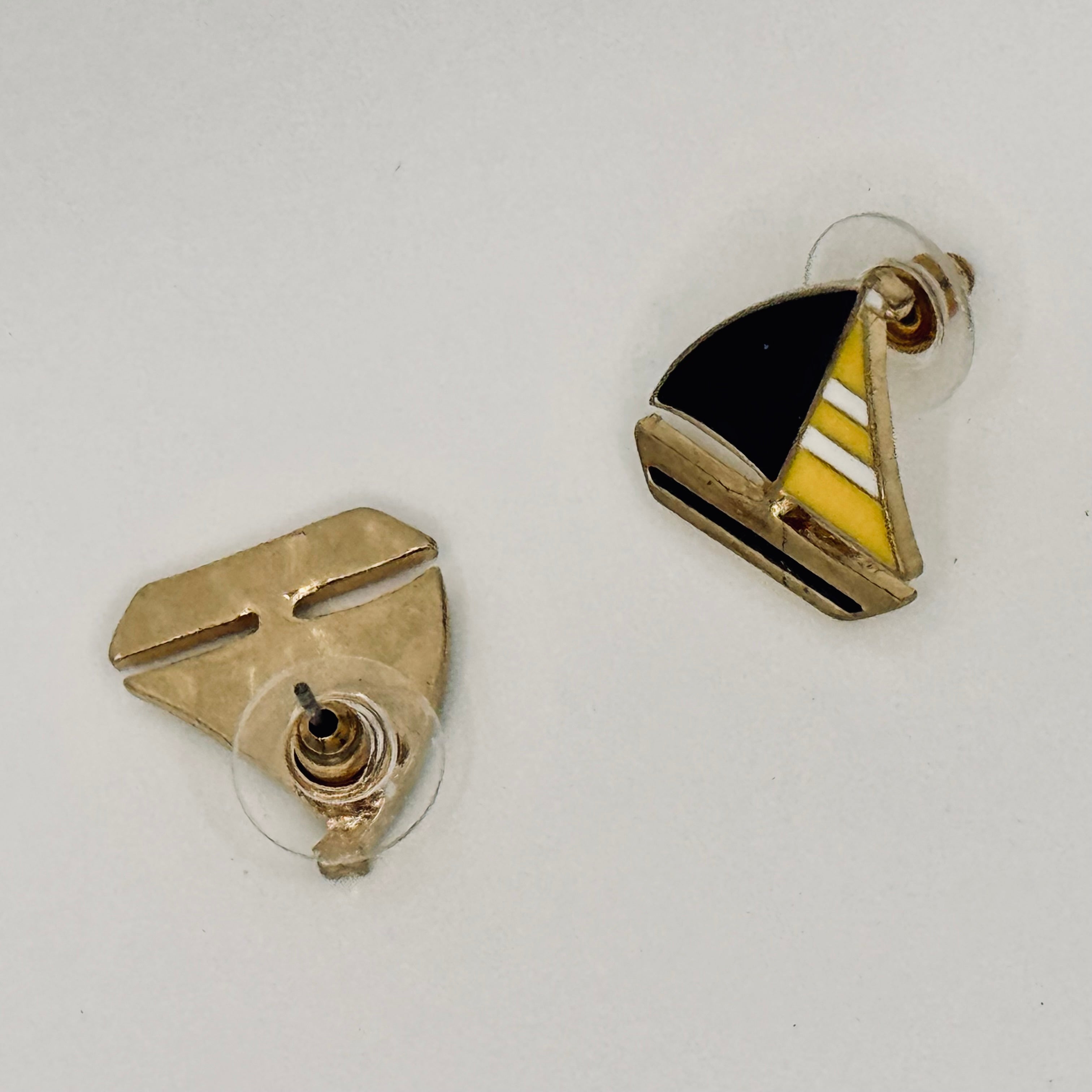 Sailboat Enamel Earrings Like New Matched Pair - New in Packaging