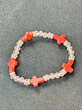 Crystal & Terracotta Cross Stacking Bracelet for Mothers Christians Catholics Religious Spiritual Followers of Jesus Christ