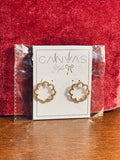Canvas Style Gold Open Flower Scalloped Stud Earrings