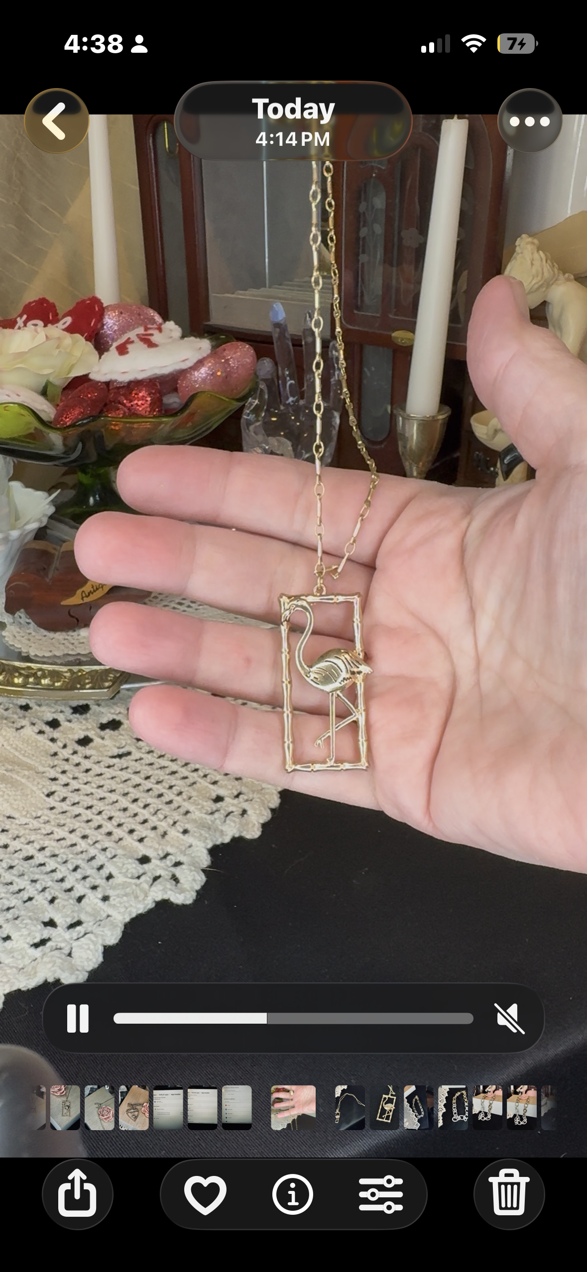 Canvas Style Gold Tone Flamingo Bamboo Frame Pendant Necklace: Tropical Chic