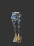 New York & Company Stretch Capri Jeggings Size L Blue and White Leopard Print
