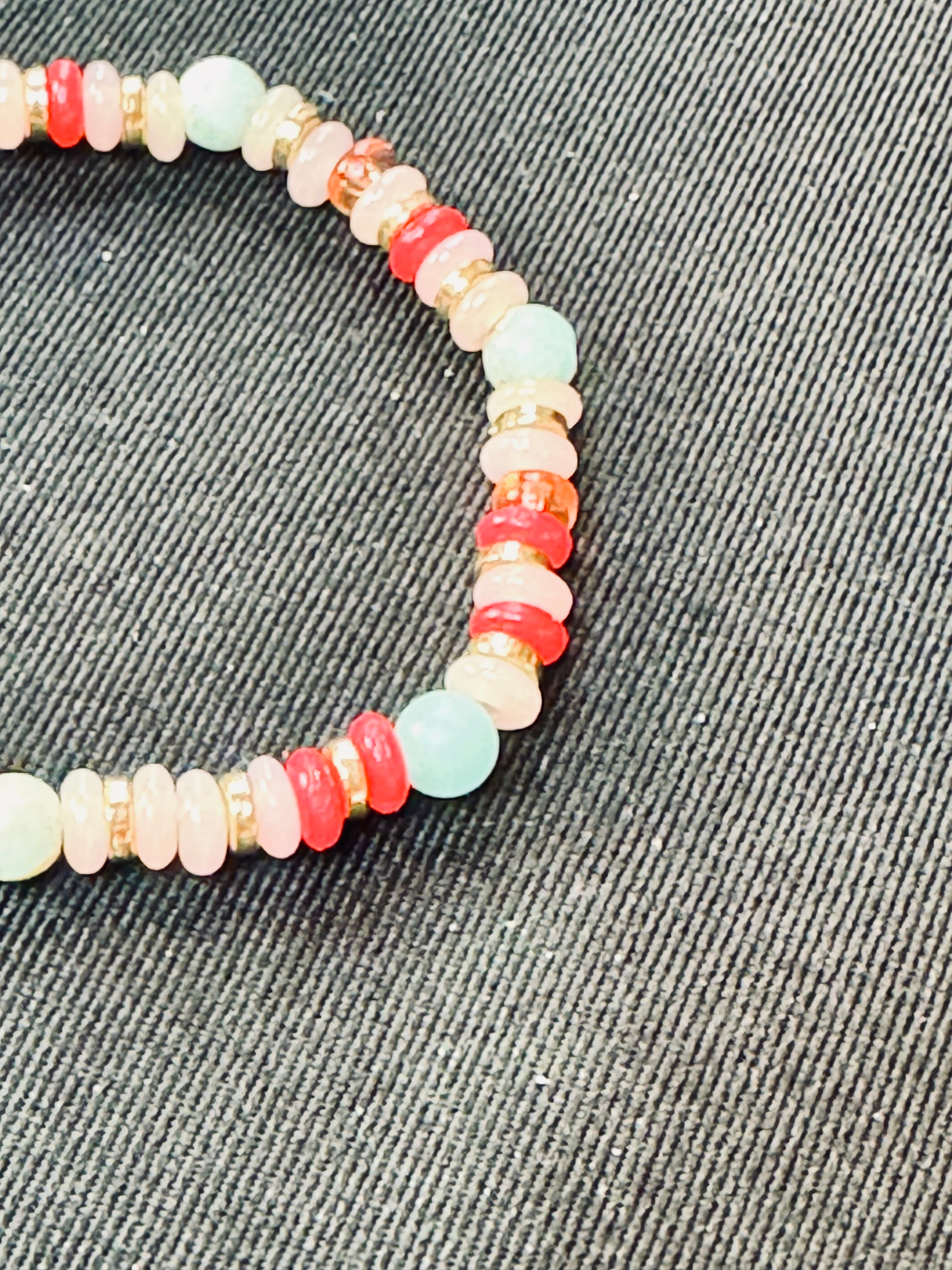 Eclectic Pastel Gemstone & Coral Disc Stack Bracelet