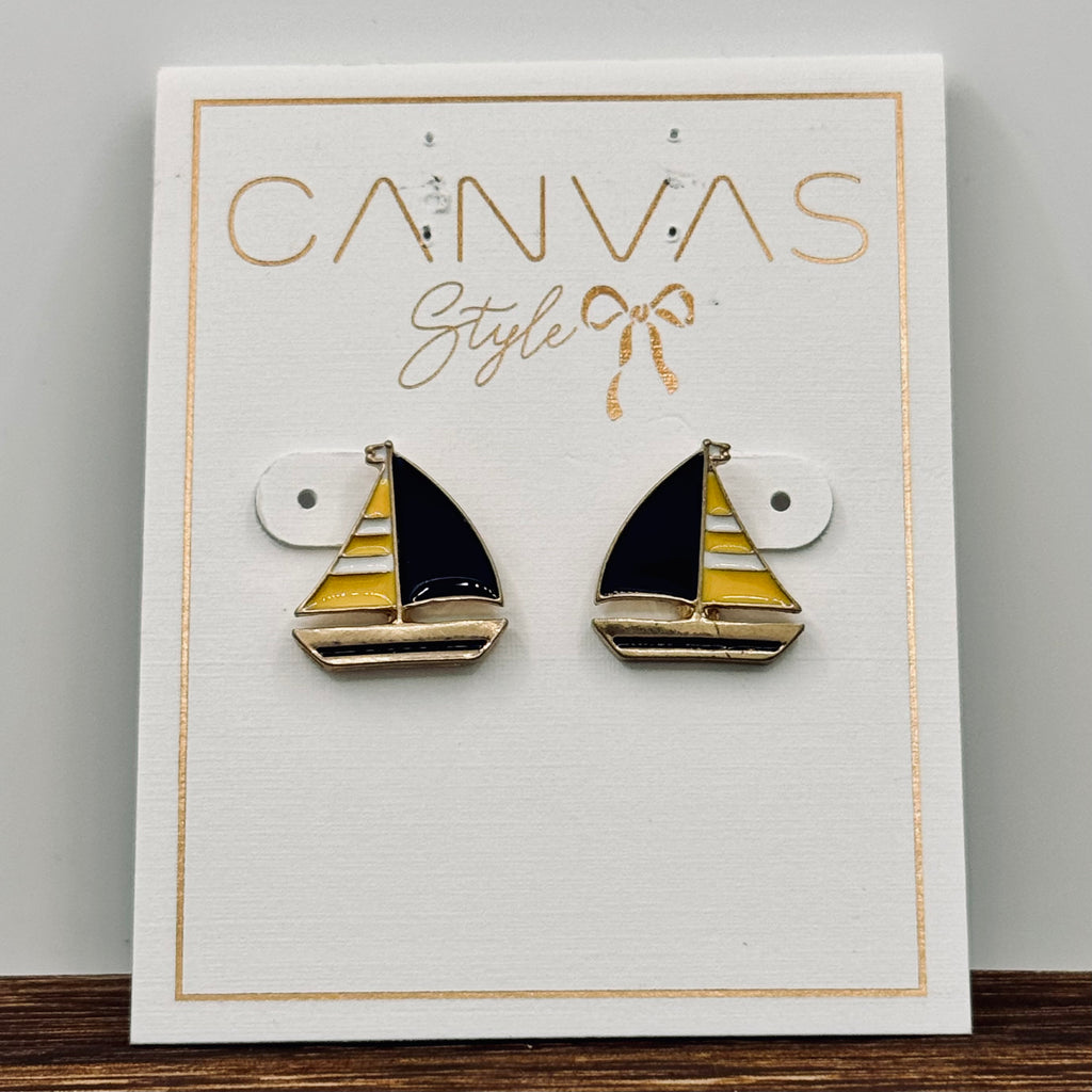 Sailboat Enamel Earrings Like New Matched Pair - New in Packaging