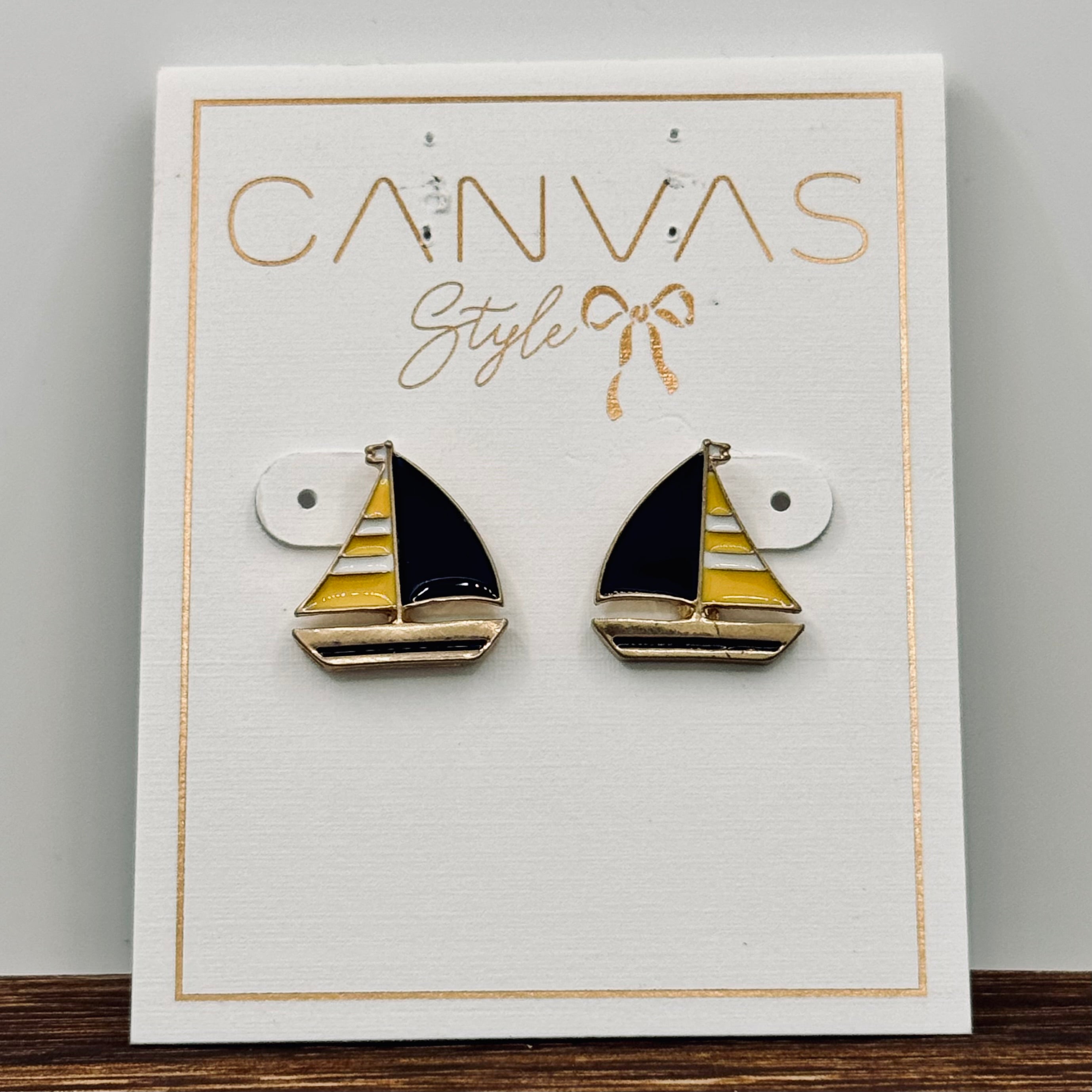 Sailboat Enamel Earrings Like New Matched Pair - New in Packaging
