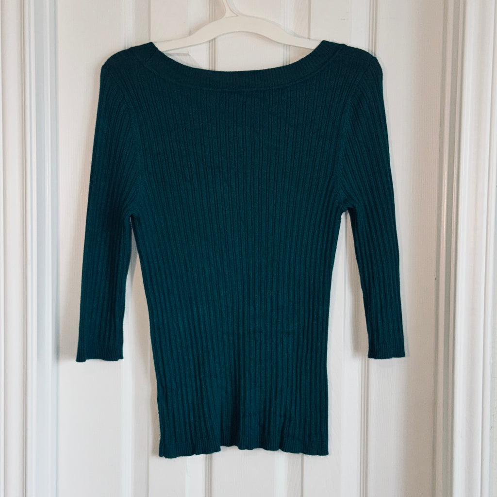 George Women's Teal Ribbed Scoop-Neck Top