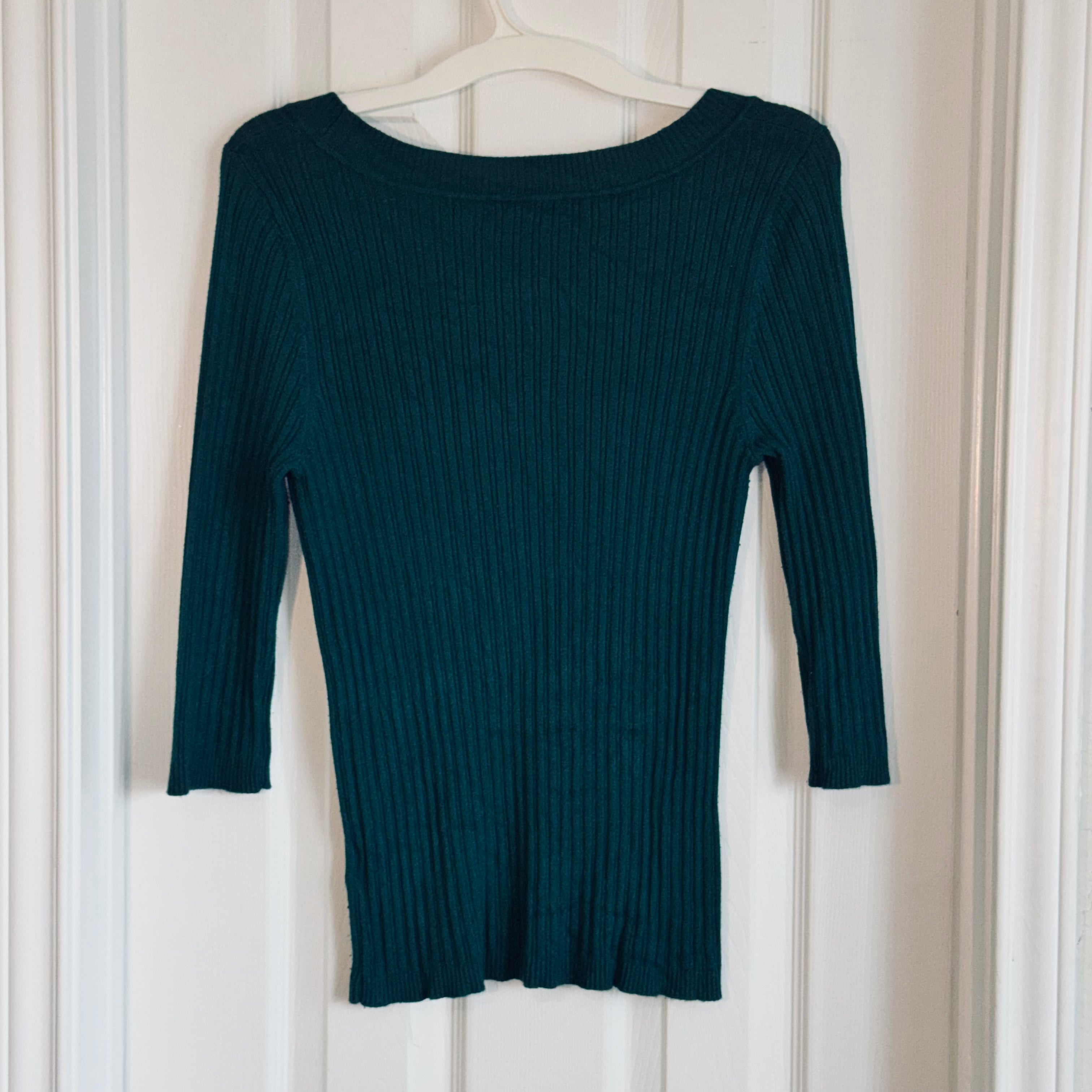 George Women's Teal Ribbed Scoop-Neck Top
