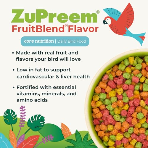 ZuPreem Sensible Seed Bird Food for Small, Medium and Large Birds, Parrots & Conures | Premium Blend of Seeds and FruitBlend Pellets | Made in The USA