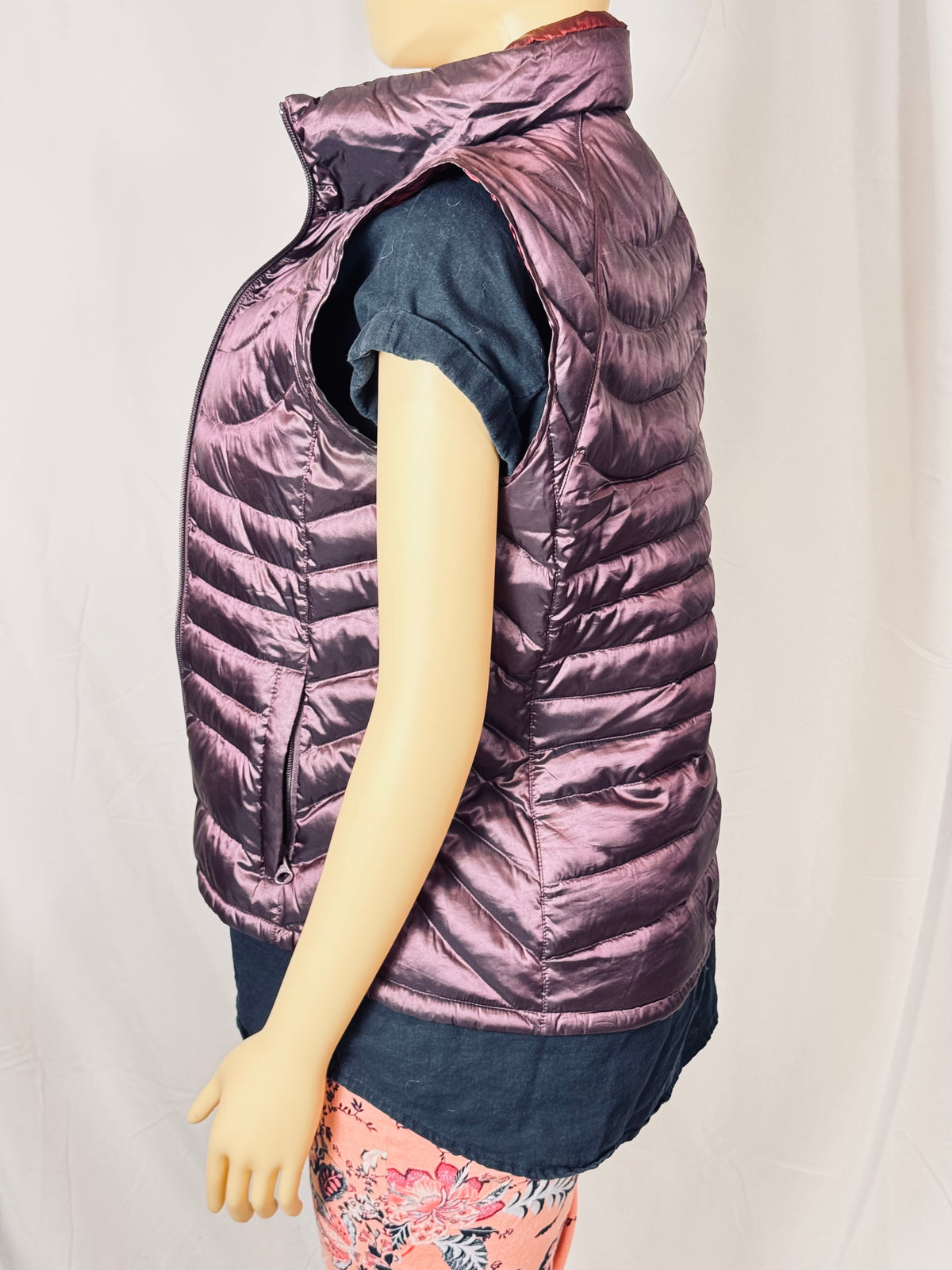 Bernardo Goose Down Quilted Puffer Vest Women's S Purple Pre-Owned Excellent