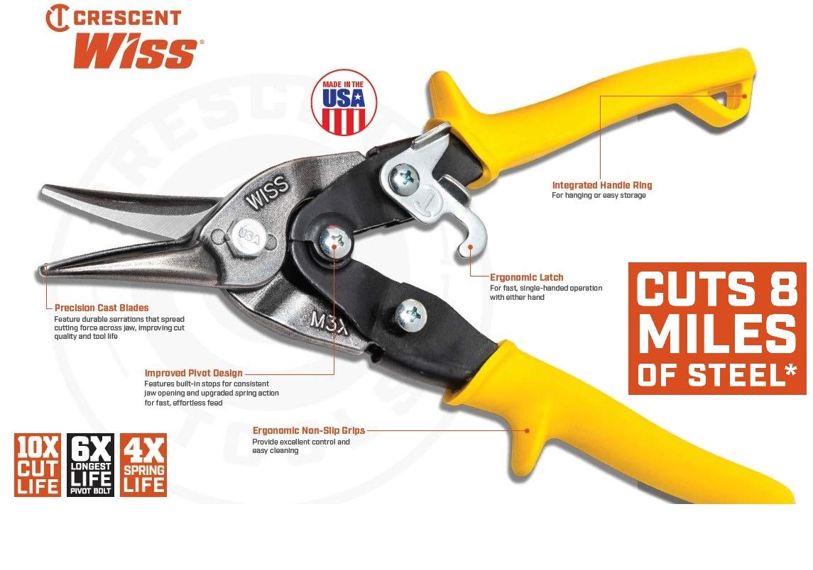 Crescent Wiss 9-3/4" MetalMaster® Compound Action Straight and Left Aviation Snips - M1R