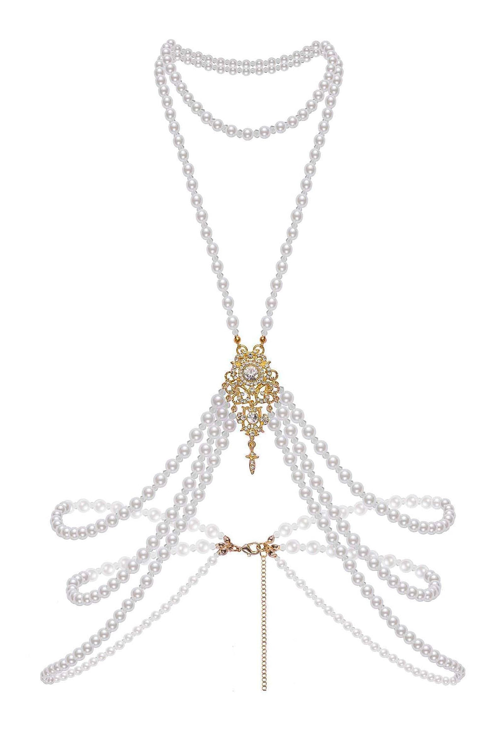 BABEYOND 1920s Pearl Body Chain for Evening Party Gatsby Imitation Pearl Chain for Flapper Costume