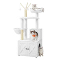 Feandrea Cat Tree with Litter Box Enclosure, 59-Inch Modern Cat Tower, 2-in-1 Condo with Scratching Posts, Washable Removable Cushion