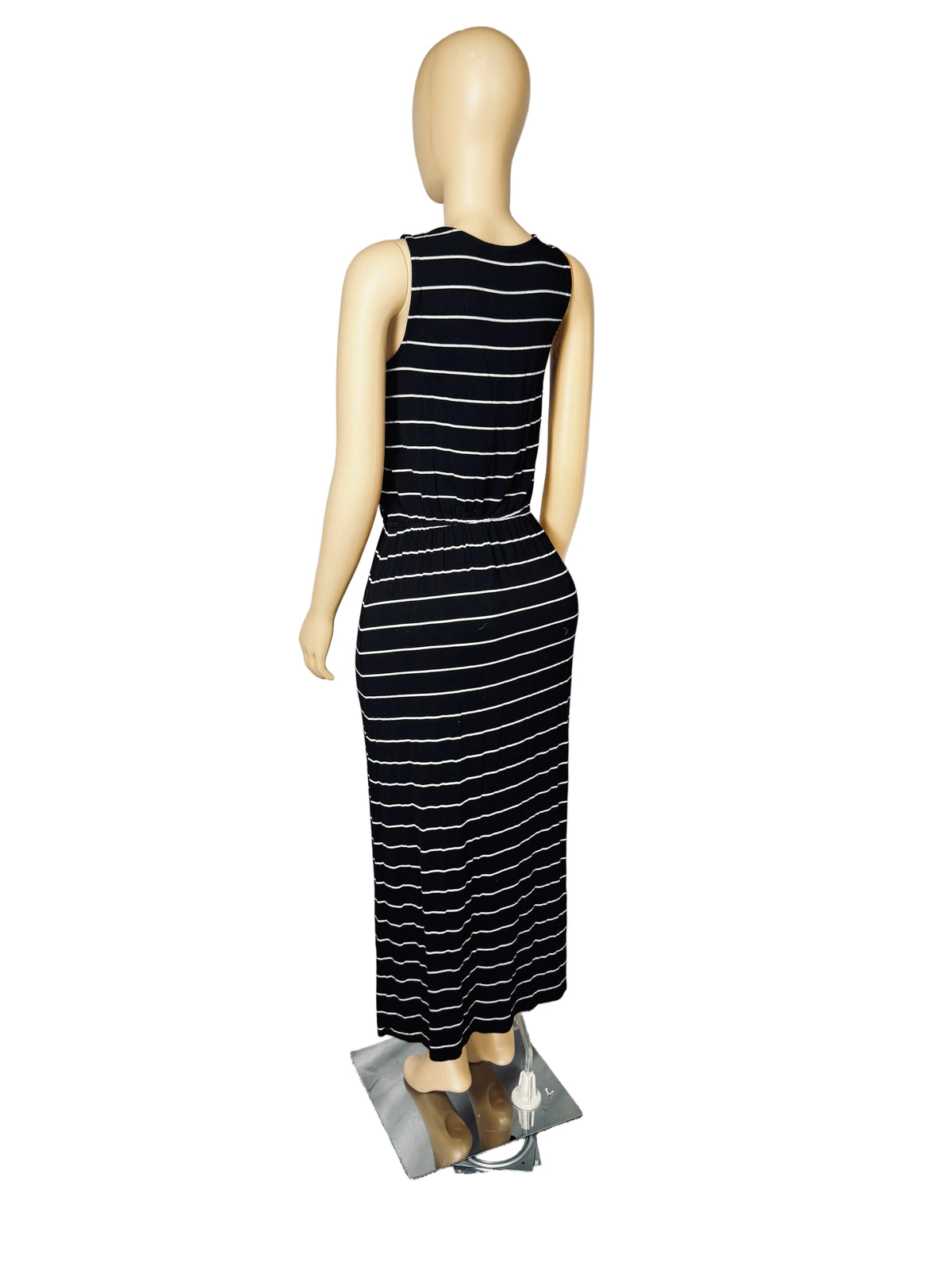 90s Vintange Merona Black & White Striped Maxi Dress Women’s Small