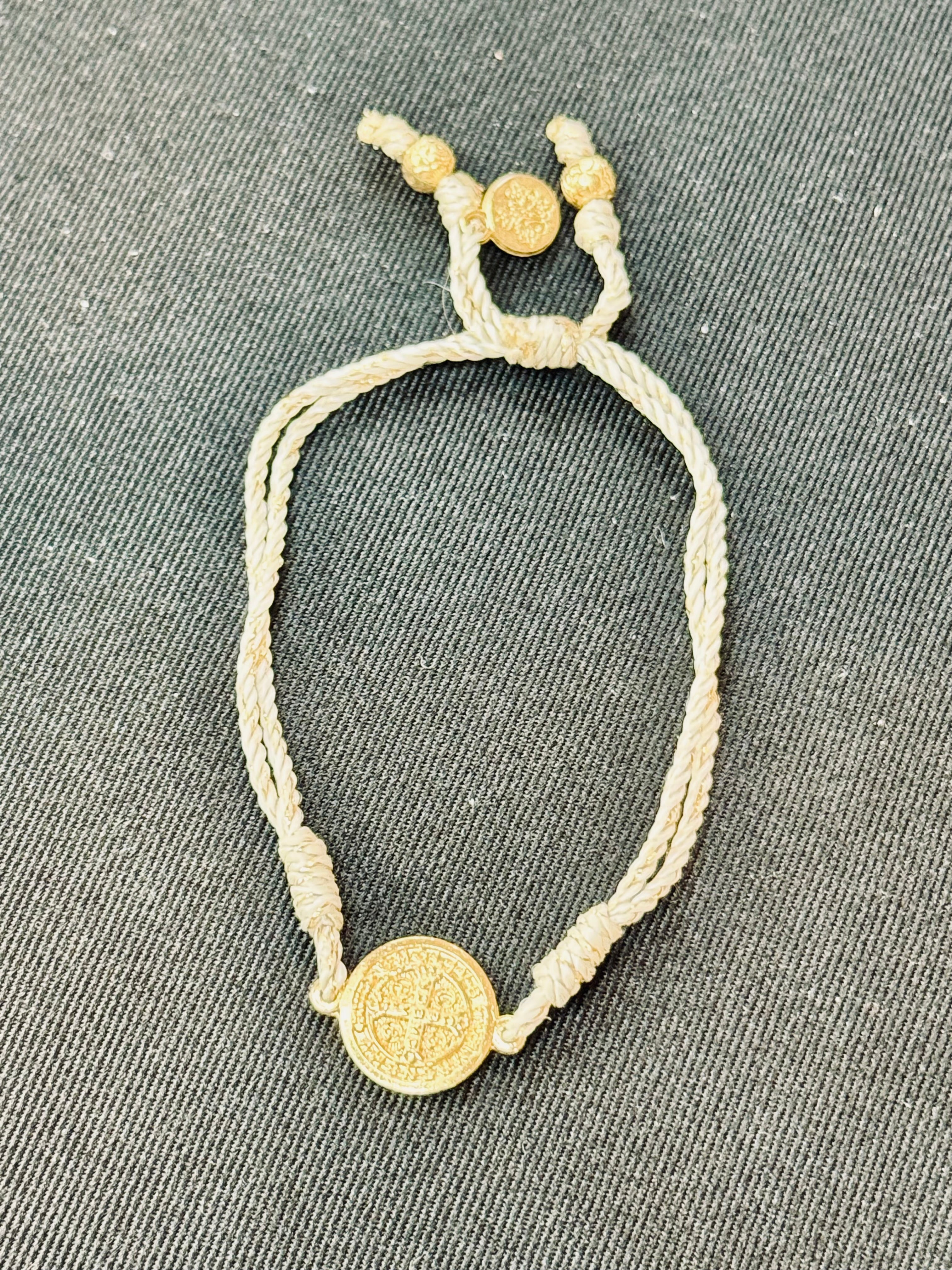 Old-World St. Benedict Medal Woven Cord Protection Bracelet