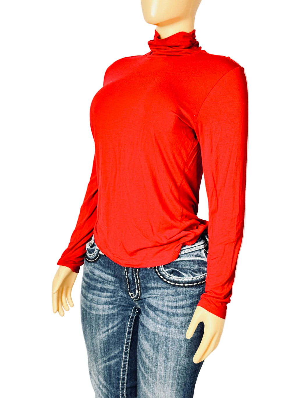 Style and Co Red Turtle Neck Long Sleeve Shirt Women's Medium
