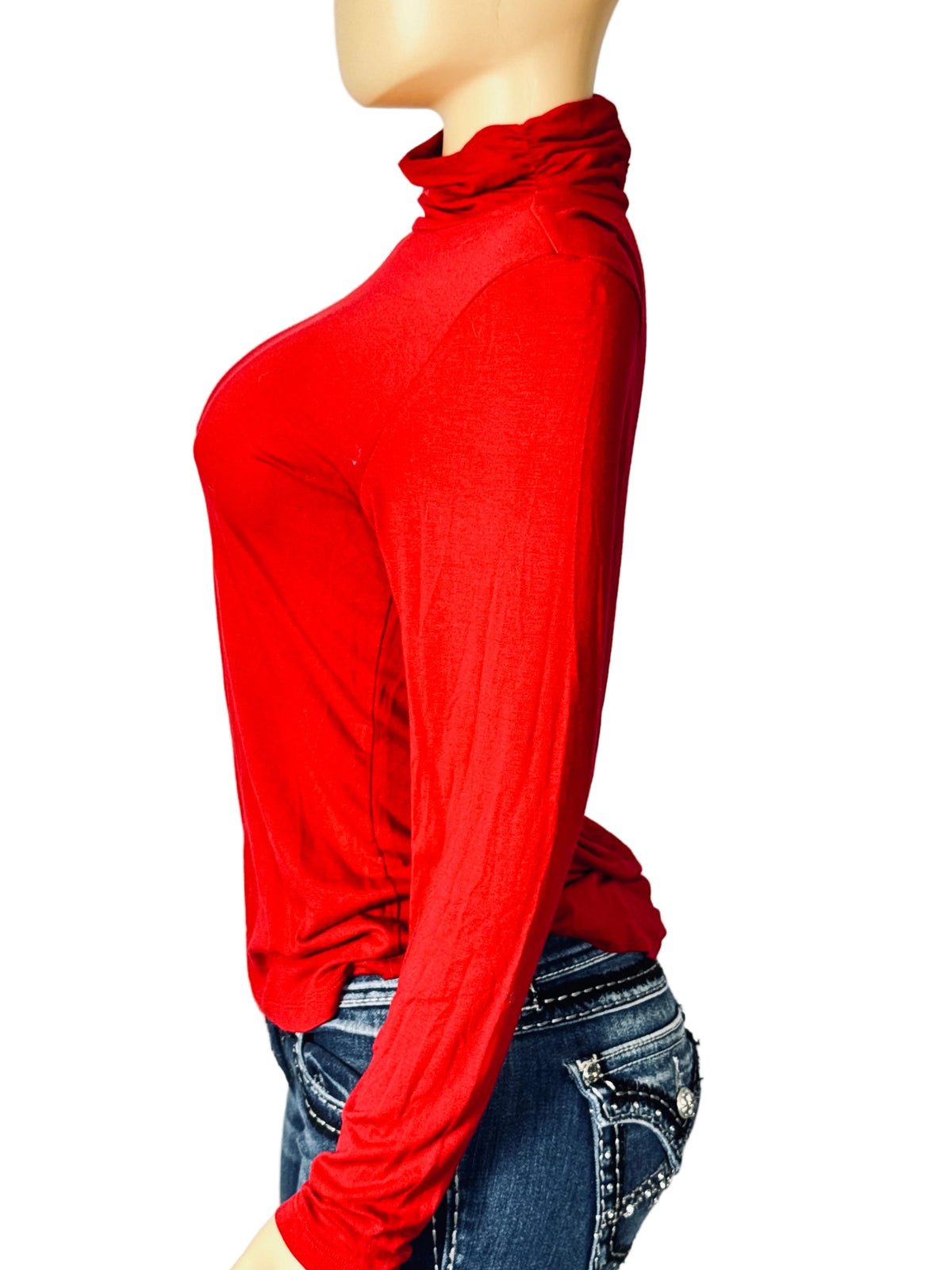 Style and Co Red Turtle Neck Long Sleeve Shirt Women's Medium