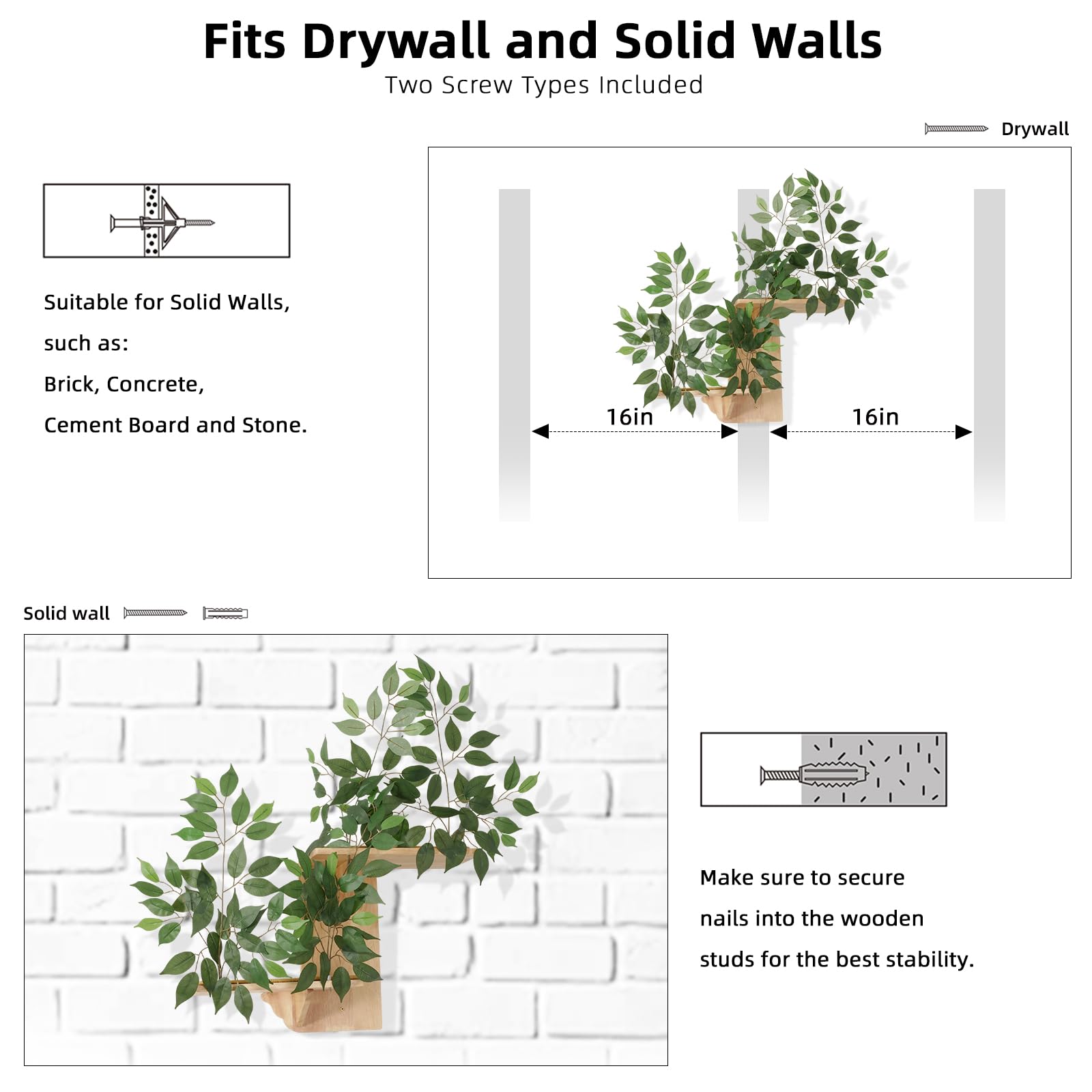 Meowoou Cat Wall Shelves with Leaves, 2 Platform Cat Wall Furniture, Cat Tree Shelves, Rubber Wood Wall Perch with Mat, Bridge for Climb, Nap, Play, Decor