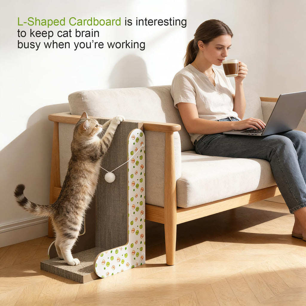 TIMHAKA Cat Scratching Board, Corrugate Cat Scratcher for Indoor Cats with Catnip, Cat Scratch Pad with Premium Scratch Textures Design, Cardboard Cat Scratcher with Double-Sided Usability