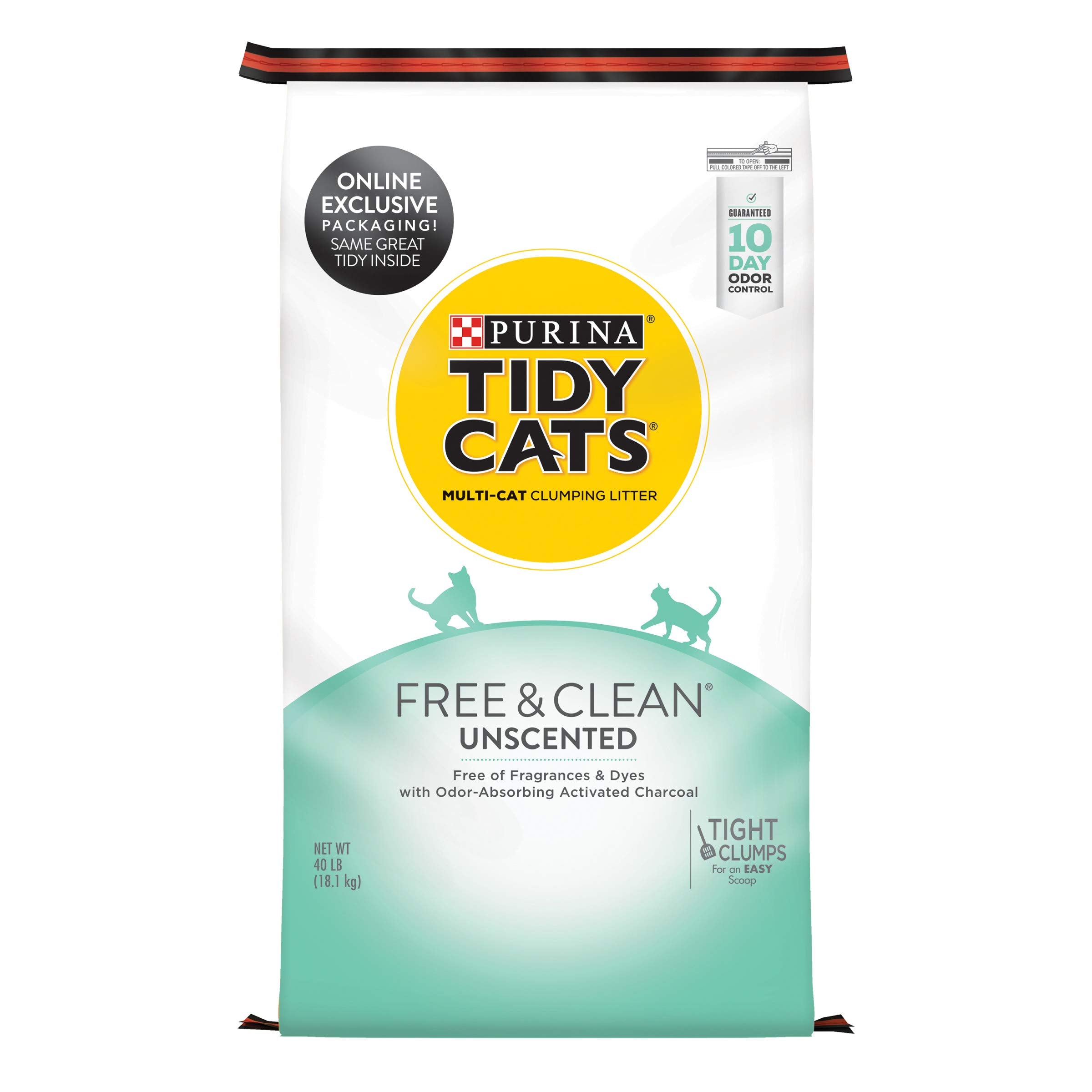 Purina Tidy Cats Unscented Cat Litter, Free & Clean Clumping Clay Cat Litter
