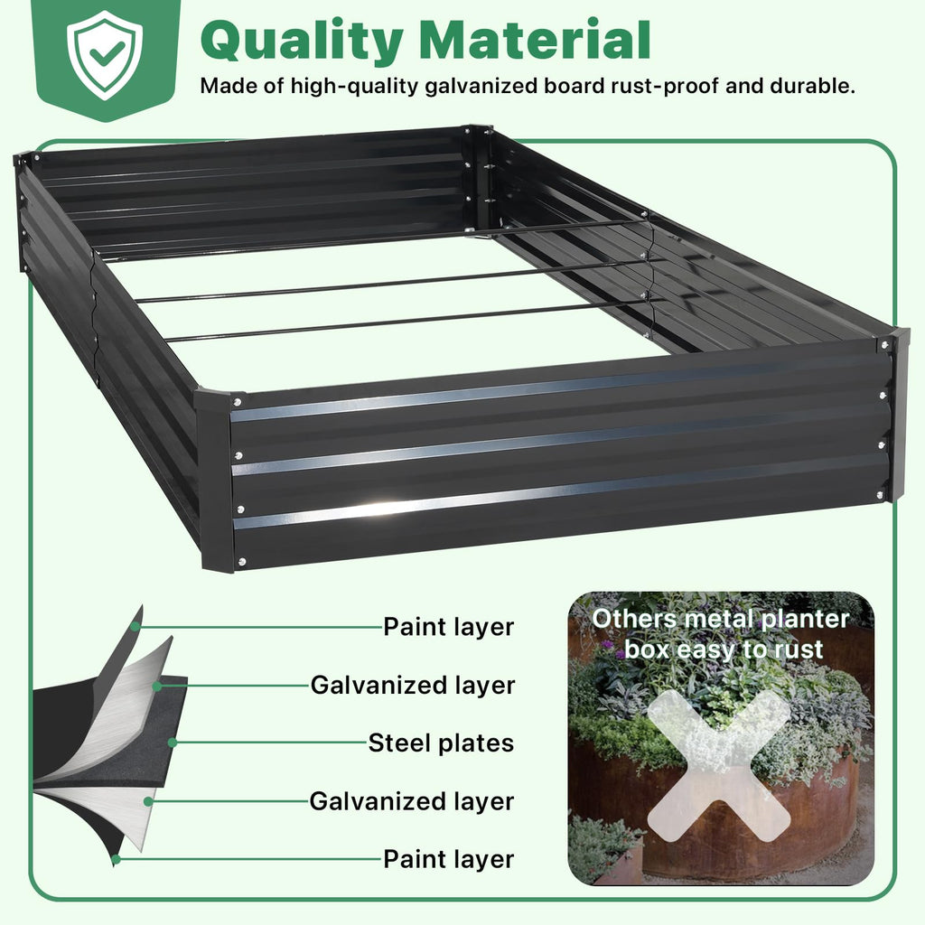 ONCEMORE Metal Raised Garden Beds Galvanized Elevated Planter Box Steel Vegetable Flower Bed Kit