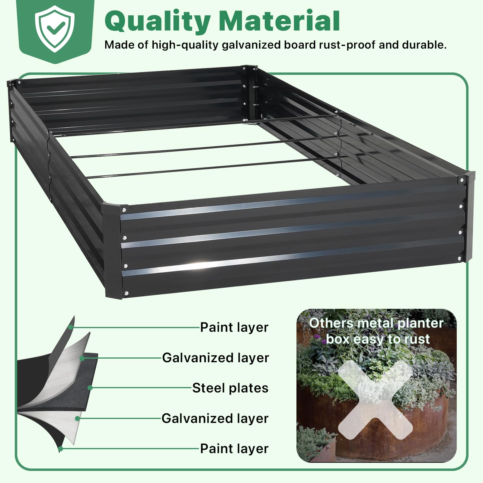 ONCEMORE Metal Raised Garden Beds Galvanized Elevated Planter Box Steel Vegetable Flower Bed Kit