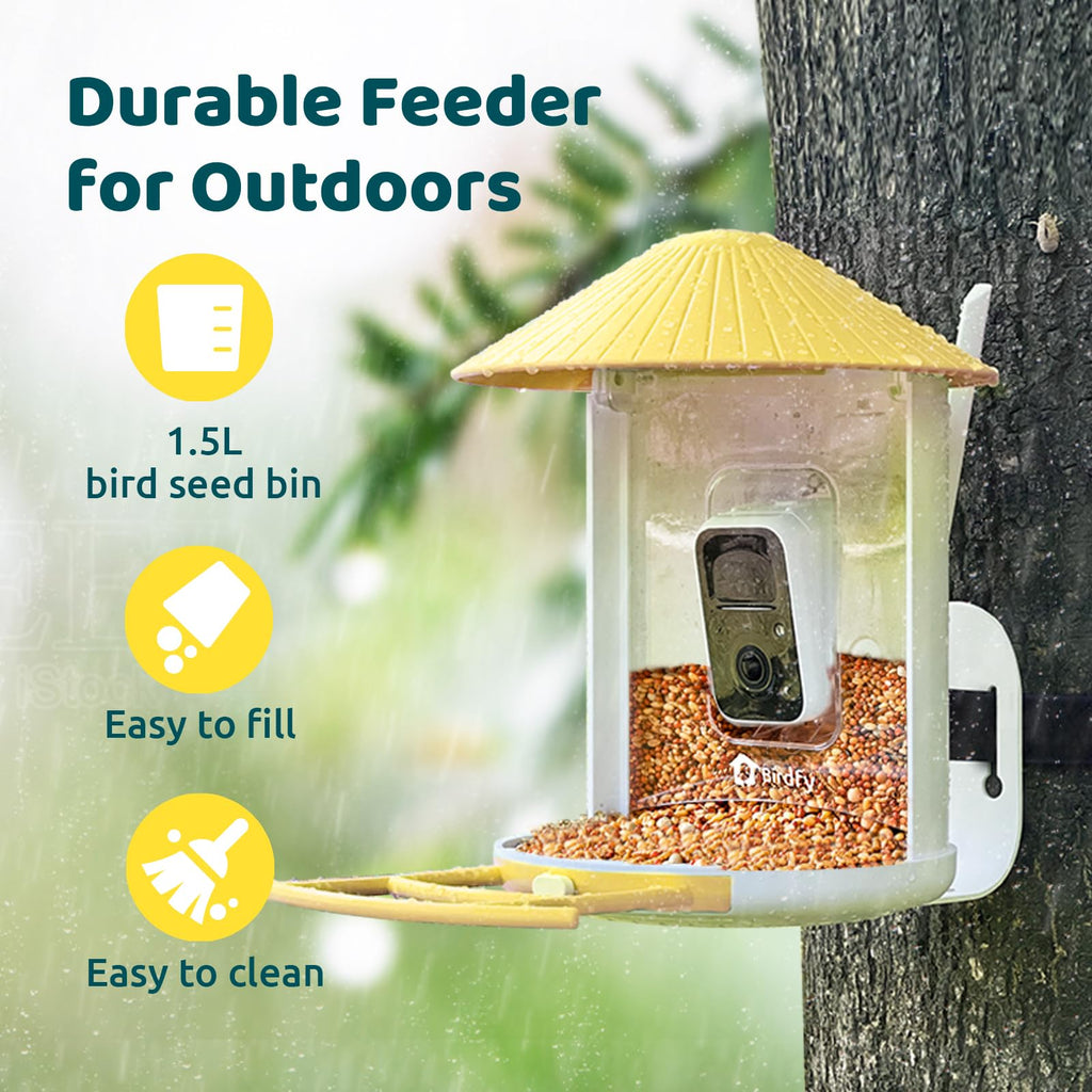 NETVUE by Birdfy Smart Bird Feeder with AI Camera, Auto Capture Videos & Live Steam, Wireless Wildbird Watching, Outdoor Backyard Birder(AI by Subscription)