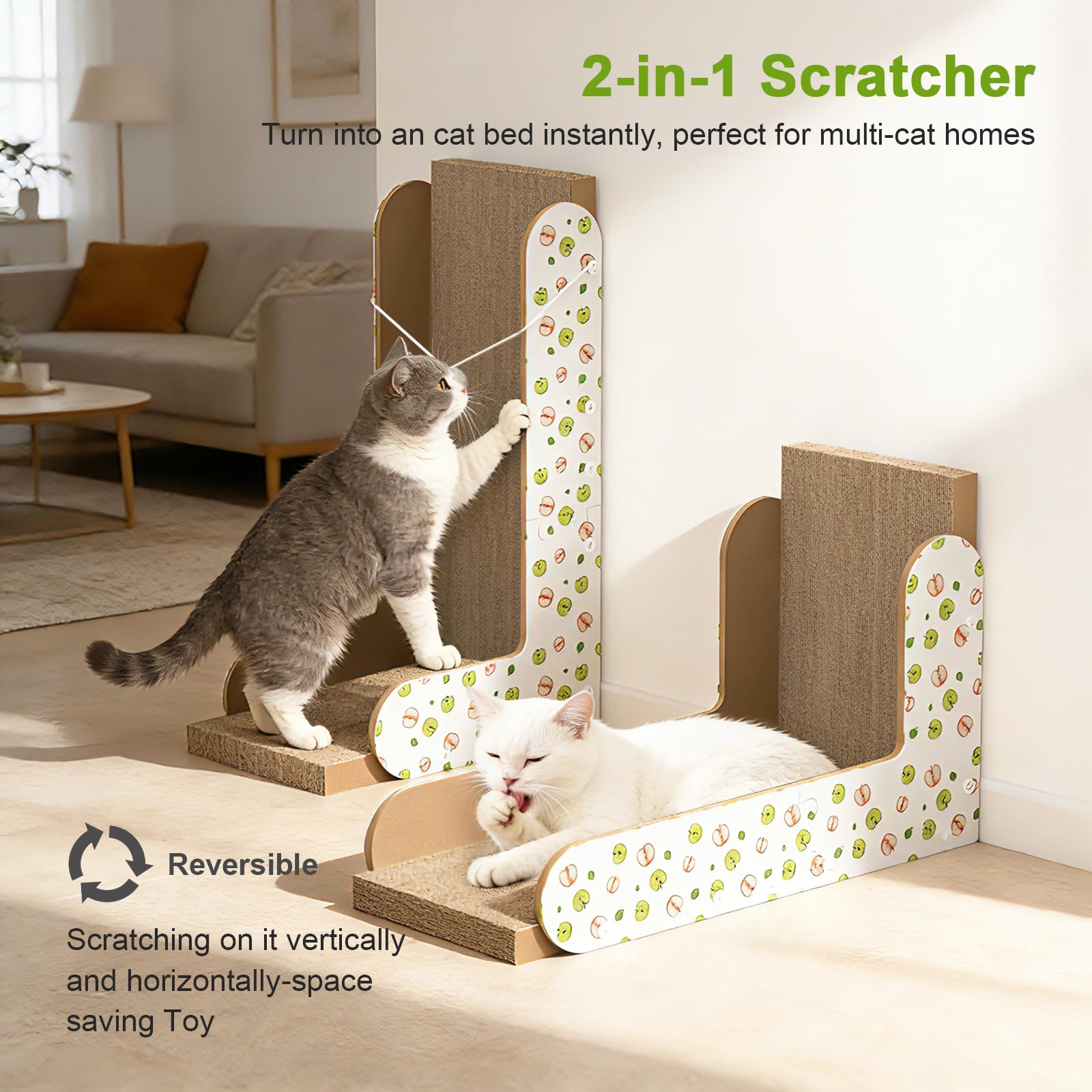 TIMHAKA Cat Scratching Board, Corrugate Cat Scratcher for Indoor Cats with Catnip, Cat Scratch Pad with Premium Scratch Textures Design, Cardboard Cat Scratcher with Double-Sided Usability