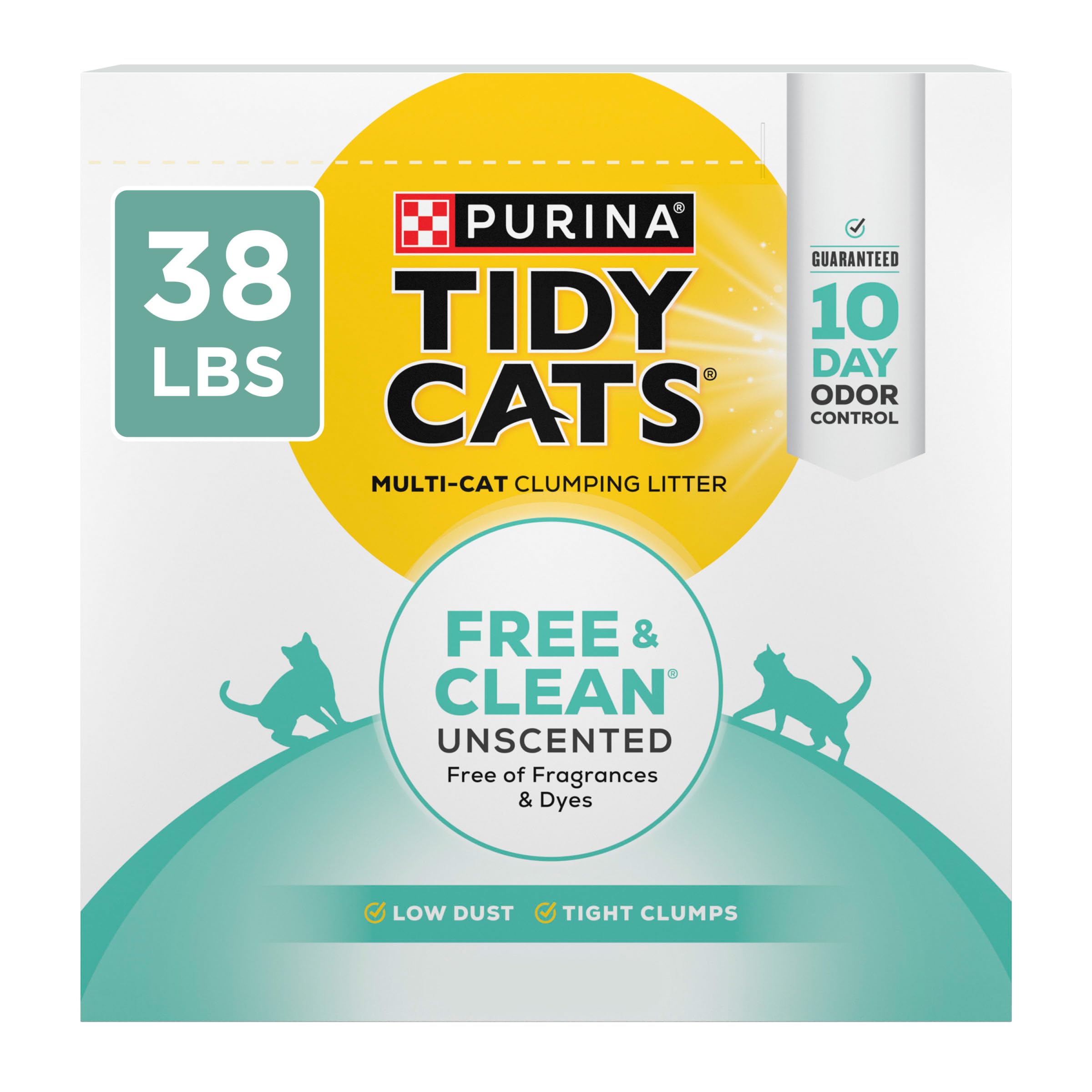 Purina Tidy Cats Unscented Cat Litter, Free & Clean Clumping Clay Cat Litter
