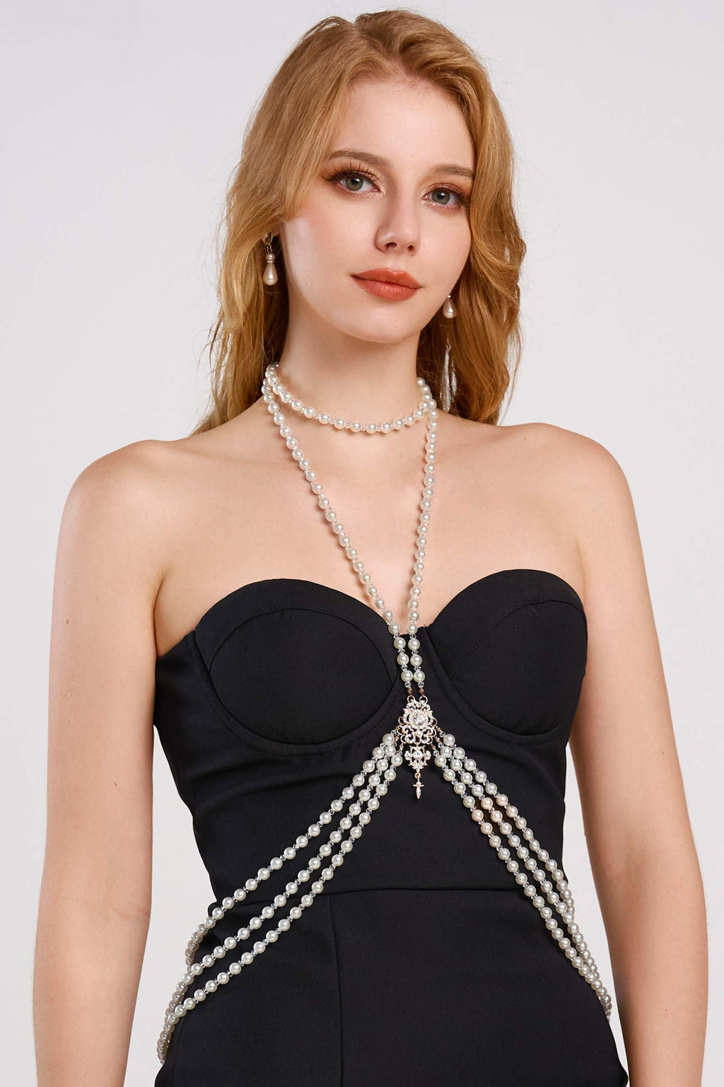 BABEYOND 1920s Pearl Body Chain for Evening Party Gatsby Imitation Pearl Chain for Flapper Costume