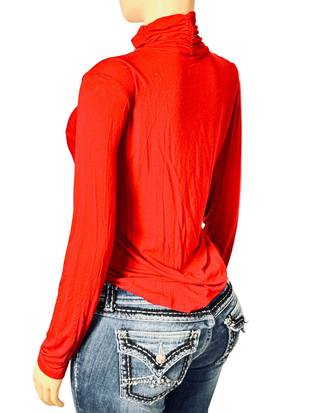 Style and Co Red Turtle Neck Long Sleeve Shirt Women's Medium