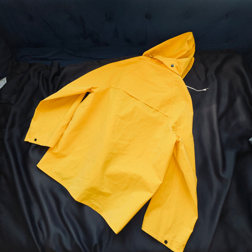 Men's Yellow Hooded Raincoat - Classic Waterproof Jacket
