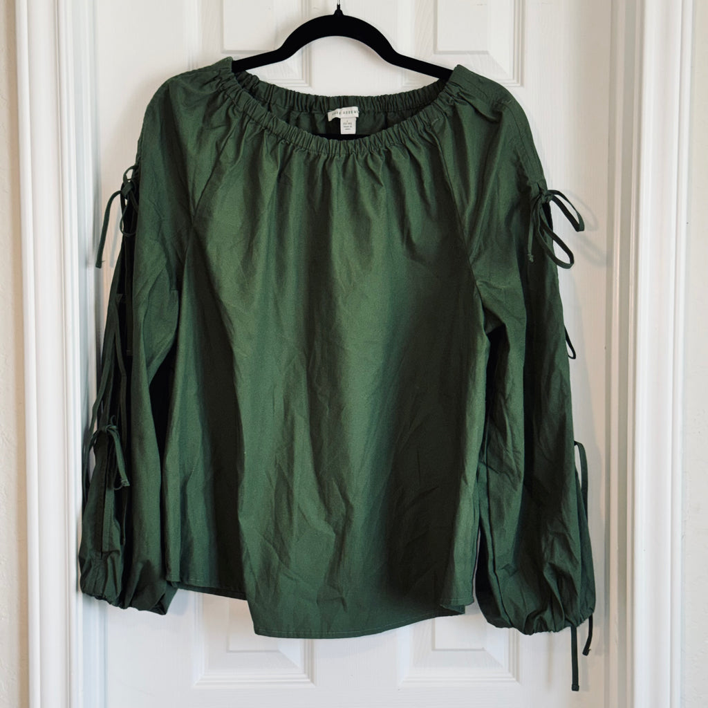 Olive Green Off-Shoulder Peasant Blouse