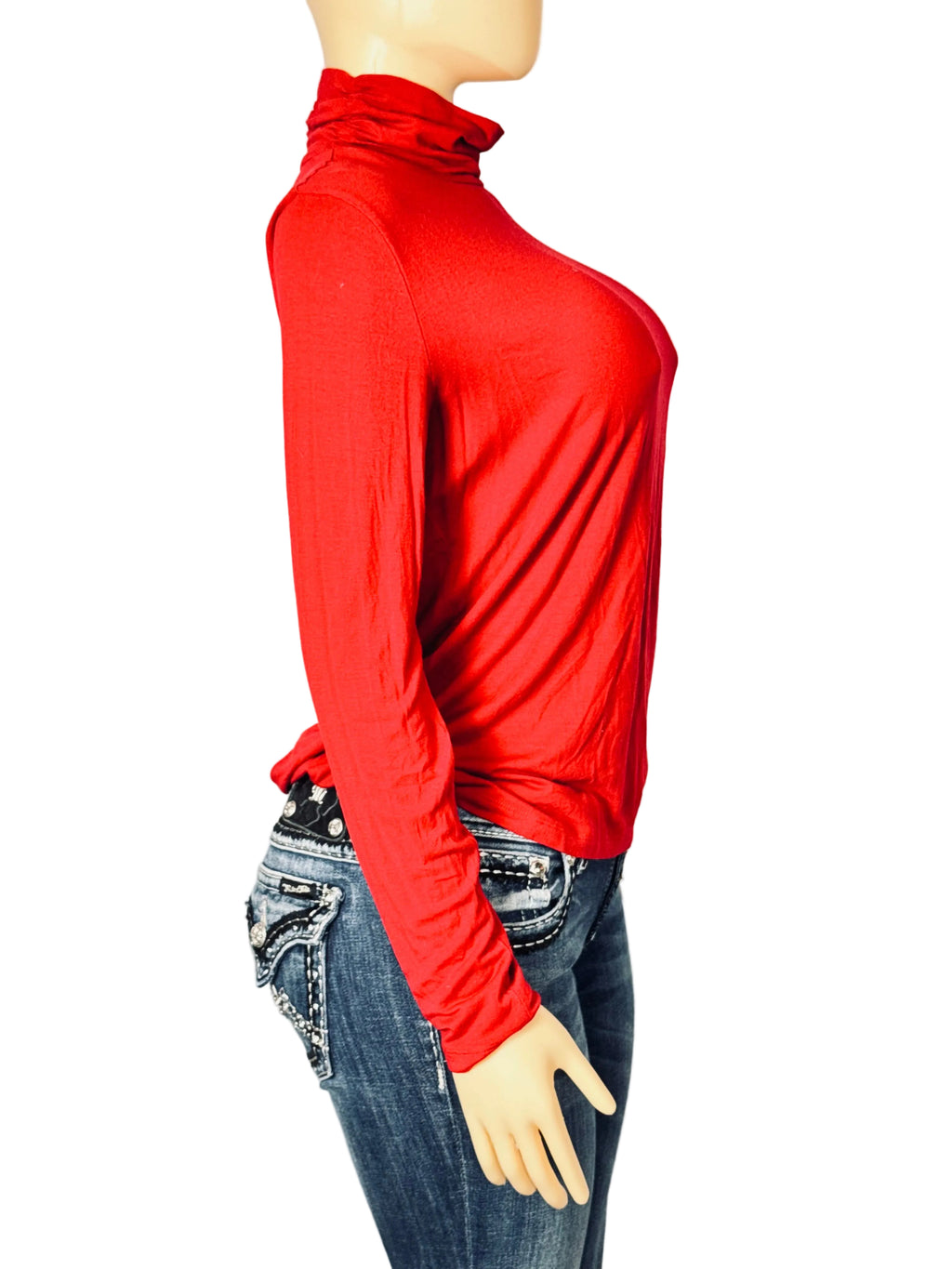 Style and Co Red Turtle Neck Long Sleeve Shirt Women's Medium