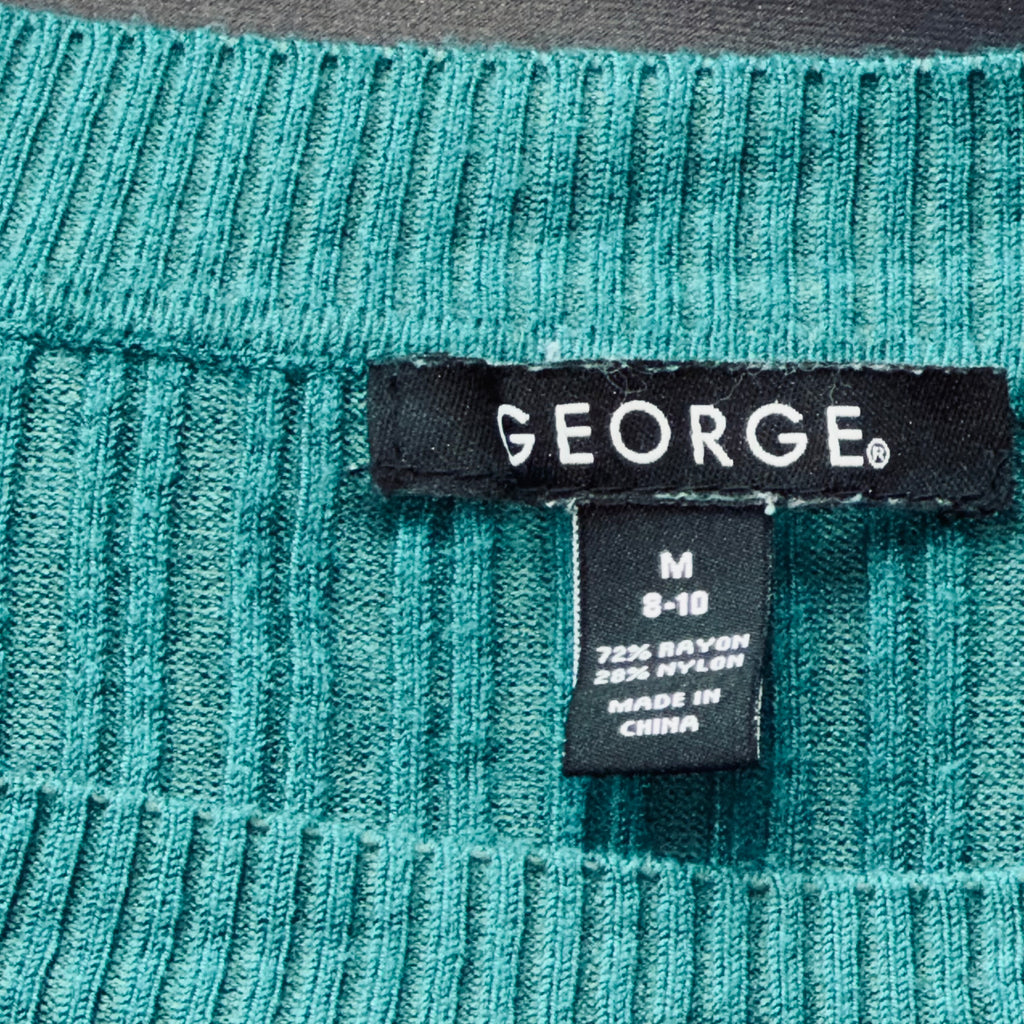George Women's Teal Ribbed Scoop-Neck Top